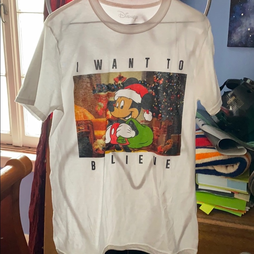 Disney I Want To Believe Mickey Mouse Santa Tee